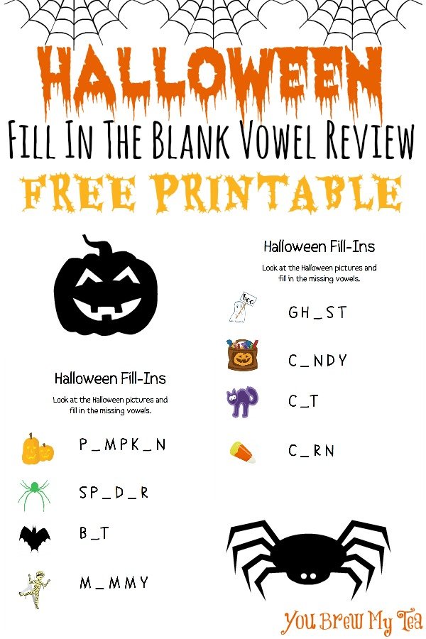 Halloween Fill In The Blank Vowel Review FREE Printable
