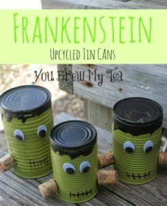 Frankenstein Upcycled Tin Cans