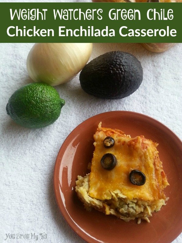 This Weight Watchers Green Chile Chicken Enchilada Casserole Is only 5 points and a hearty delicious meal!