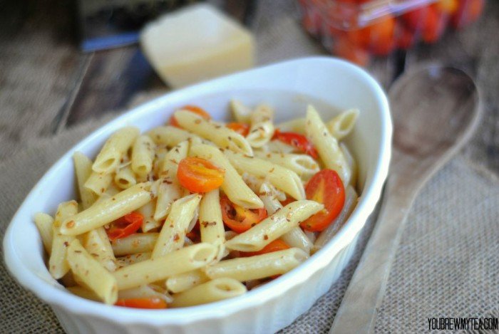 Penne Pasta With Parmesan, Garlic and Red Peppers