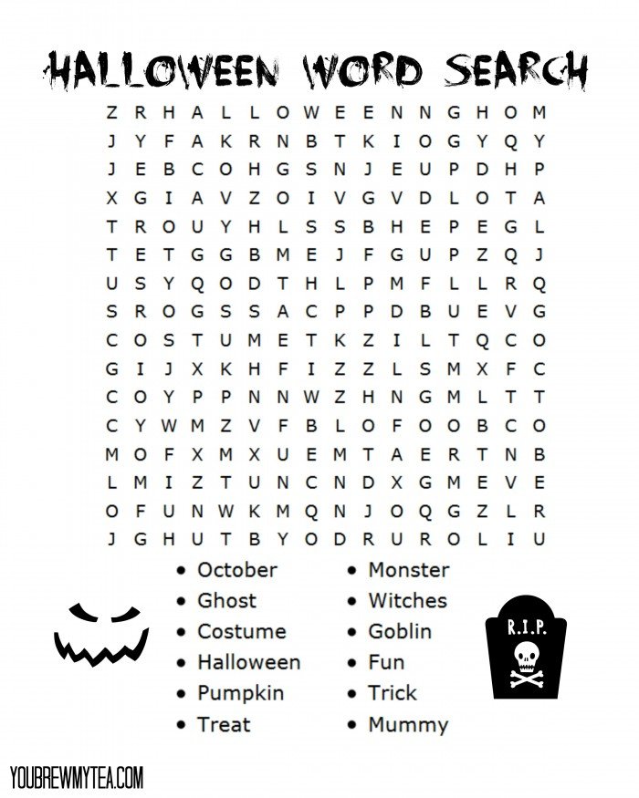 free printable halloween word search