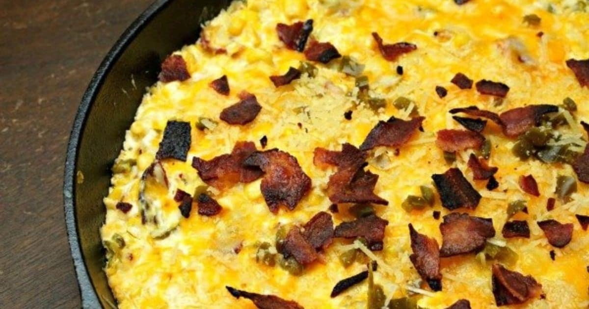 Cheesy Corn Dip Recipe with Bacon & Jalapeno