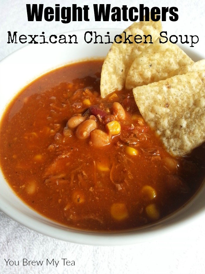 Weight Watchers Soup doesn't have to be boring! Make our Crockpot Mexican Chicken Soup for only 6 ½ Smart Points per serving! 