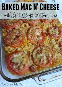 Baked Mac 'n Cheese is a classic, but adding in this kid-friendly twist of hot dogs, tomatoes and a bit of extra cheese on top turns it into a meal everyone will love - including mom!