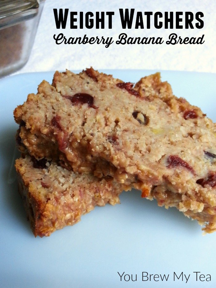 Cranberry Banana Bread is a favorite sweet bread that is ideal for breakfasts or snacks! This Weigh Watchers Recipe with only 4 Smart Points per serving, is a great choice to make in large batches and freeze for easy breakfast on the go! 