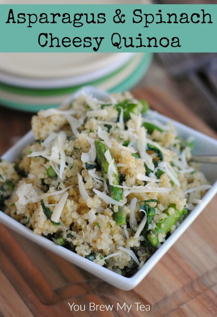 Make our Quinoa Side Dish featuring Asparagus and Spinach for a hearty low carbohydrate option for your meal plan! 