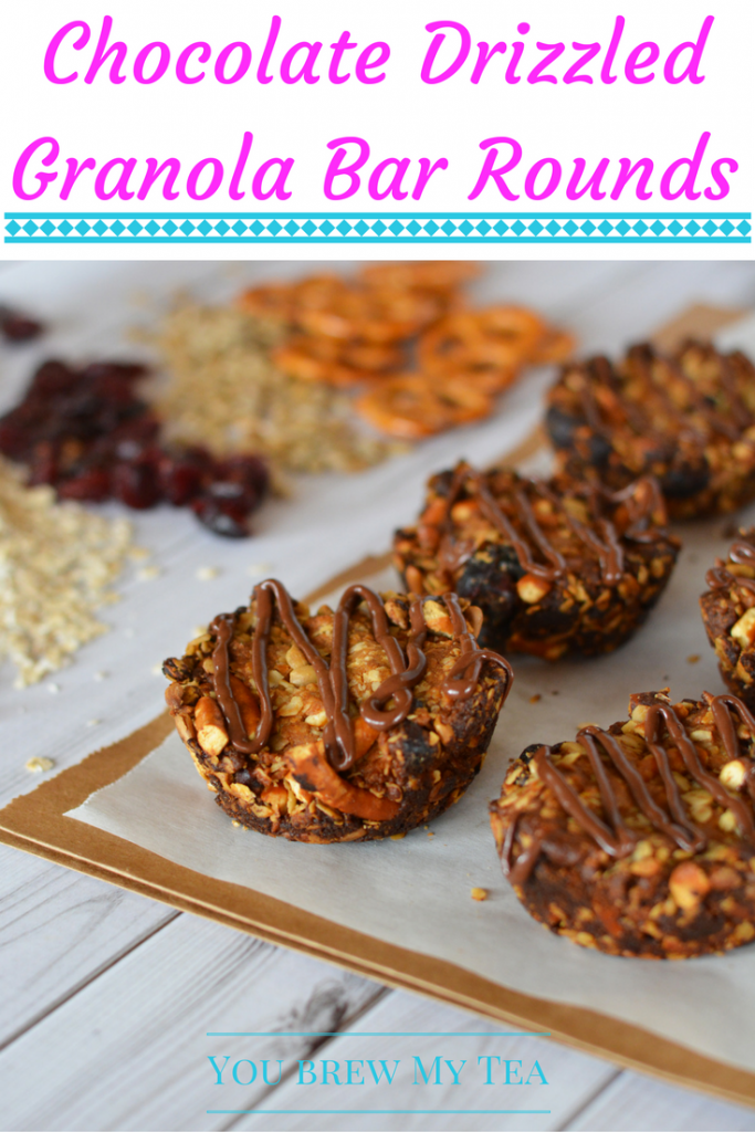 Granola Bar Recipes aren't boring anymore! Make our Chocolate Drizzled Granola Bar Rounds included sunflowers, chocolate, peanut butter, & cranberries!