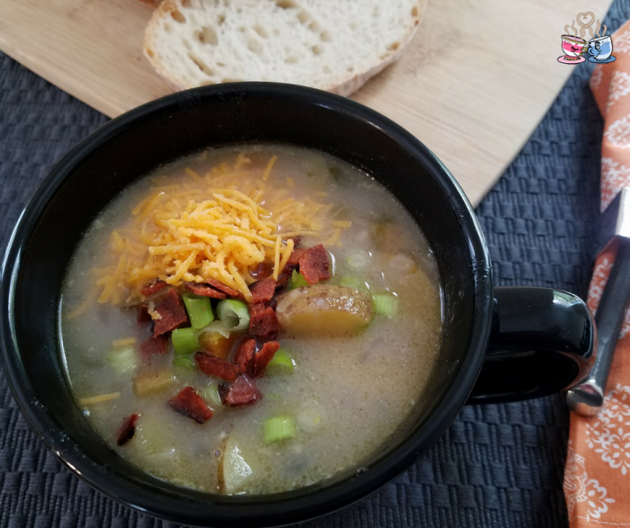 Vegan Potato Soup is a great winter soup recipe your family will love! Delicious Dairy Free Soups are hard to find, but this one is a winner across the board! #vegan #vegansoup