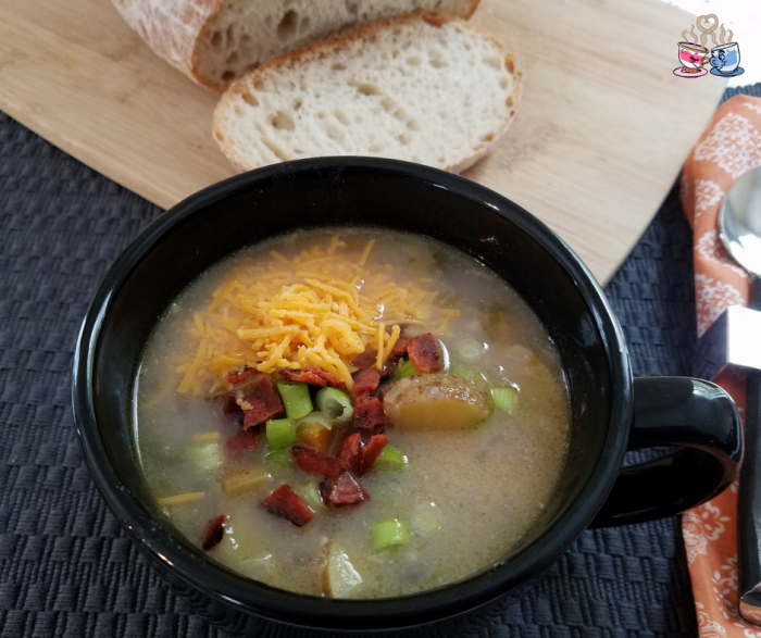 Vegan Potato Soup is a great winter soup recipe your family will love! Delicious Dairy Free Soups are hard to find, but this one is a winner across the board! #vegan #vegansoup