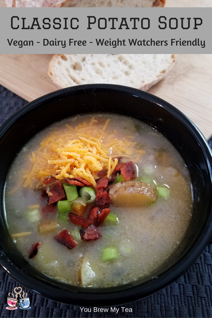 Vegan Potato Soup is a great winter soup recipe your family will love! Delicious Dairy Free Soups are hard to find, but this one is a winner across the board! #vegan #vegansoup