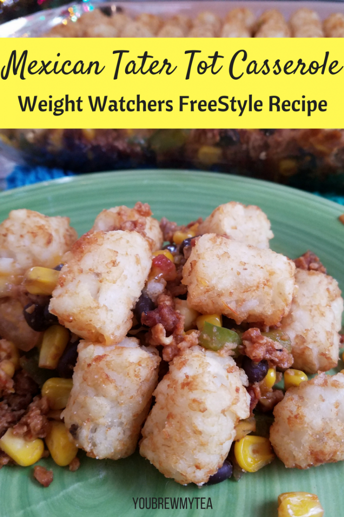 Make this Mexican Tater Tot Casserole as a great Weight Watchers FreeStyle recipe that will please the entire family! A perfect option for weeknight dinners that kids will love and only 6 SmartPoints on Weight Watchers FreeStyle!