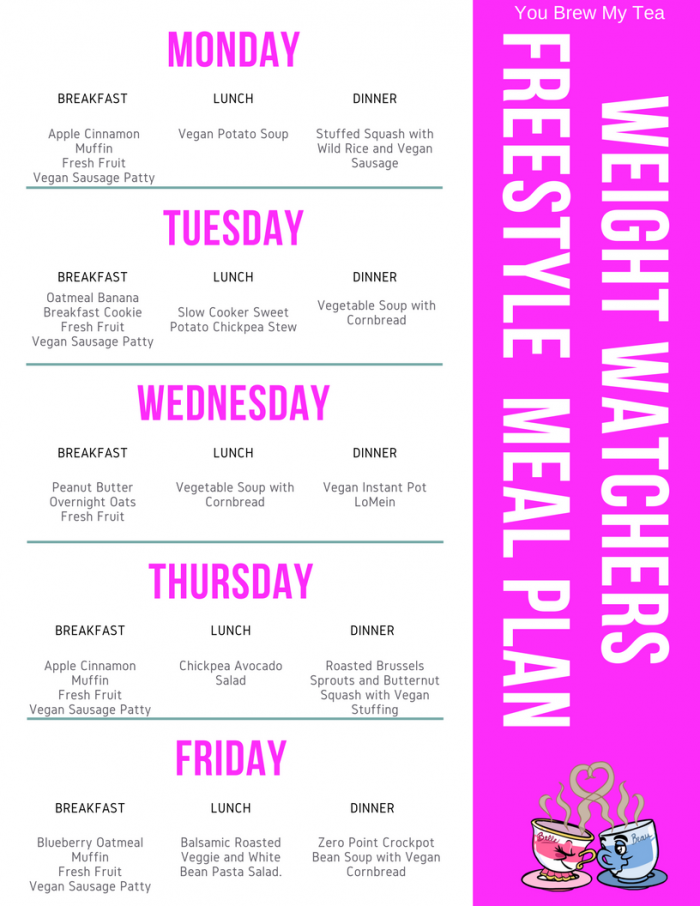 Weight Watchers FreeStyle Vegan Meal Plan You Brew My Tea