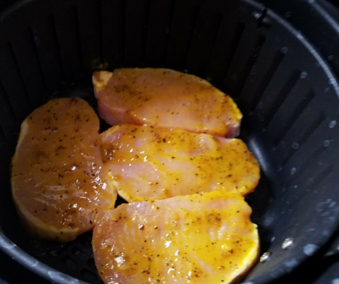 Air Fryer Honey Mustard Pork Chops are delicious and easy to make! A great Weight Watchers FreeStyle recipe that everyone loves and is ready in just 12 minutes!