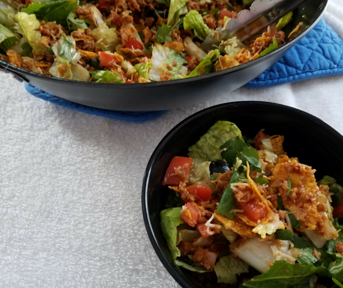 Weight Watchers FreeStyle is better than ever with our favorite Vegetarian Taco Salad recipe! Super fast and easy to make, and a hit with the kids! This 30 minute meal is a perfect menu plan addition!