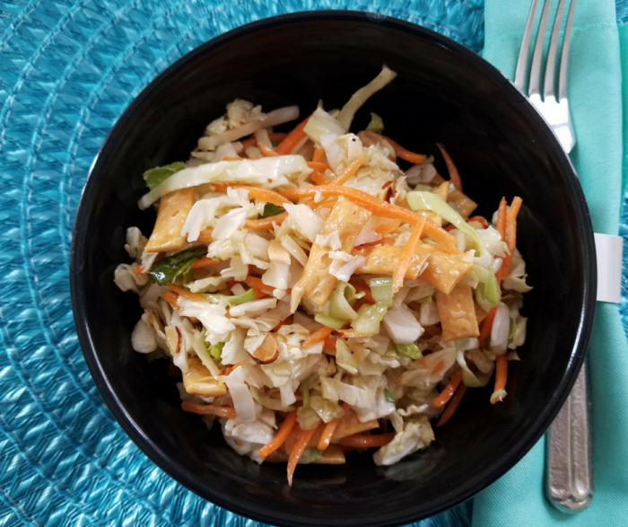 Make this Asian Salad Recipe in minutes! So delicious with a homemade sesame ginger dressing that tops this salad perfectly! Low point FreeStyle Weight Watchers Recipe!!! 