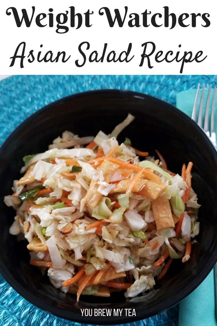 Make this Asian Salad Recipe in minutes! So delicious with a homemade sesame ginger dressing that tops this salad perfectly! Low point FreeStyle Weight Watchers Recipe!!! 