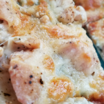Make our Weight Watchers FreeStyle Recipe for Skinny Chicken Alfredo Pizza! This is so easy, delicious, and kid-friendly! A perfect Weight Watchers pizza recipe!