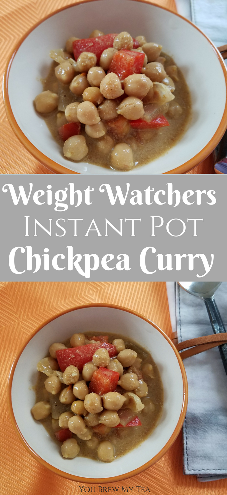 Use your Instant Pot to make a great VEGAN Curry Recipe! This chickpea recipe is a perfect Weight Watchers FreeStyle side dish or complete meal! Ready in just 5 minutes!