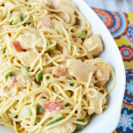 Our delicious and easy Skinny Chicken Spaghetti Recipe is a Weight Watchers FreeStyle dinner recipe you'll love to make! This easy chicken dinner is ready in under 30 minutes!