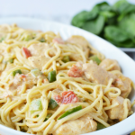 Our delicious and easy Skinny Chicken Spaghetti Recipe is a Weight Watchers FreeStyle dinner recipe you'll love to make! This easy chicken dinner is ready in under 30 minutes!