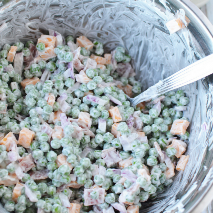 Make our Skinny Pea Salad for only 4 SmartPoints on Weight Watchers FreeStyle Plan! A delicious classic side dish that everyone loves and can prepare in just minutes! 