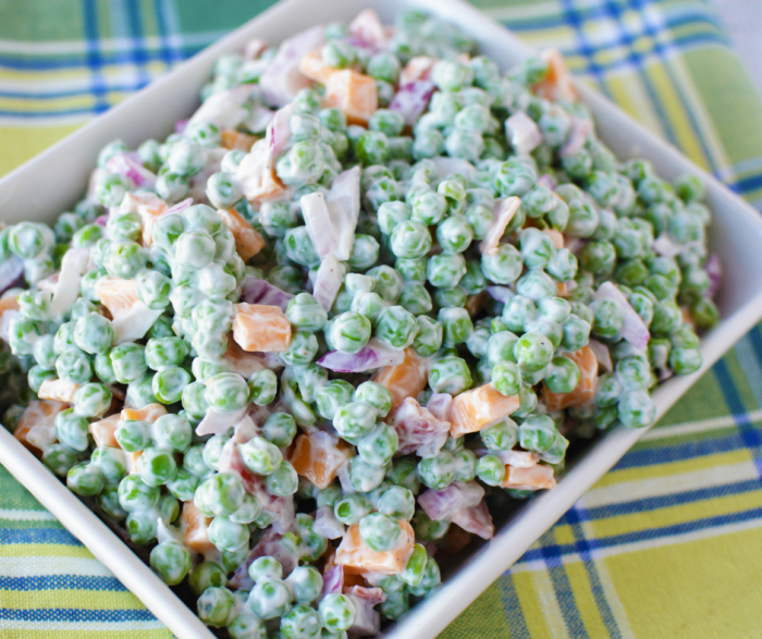 Make our Skinny Pea Salad for only 4 SmartPoints on Weight Watchers FreeStyle Plan! A delicious classic side dish that everyone loves and can prepare in just minutes! 