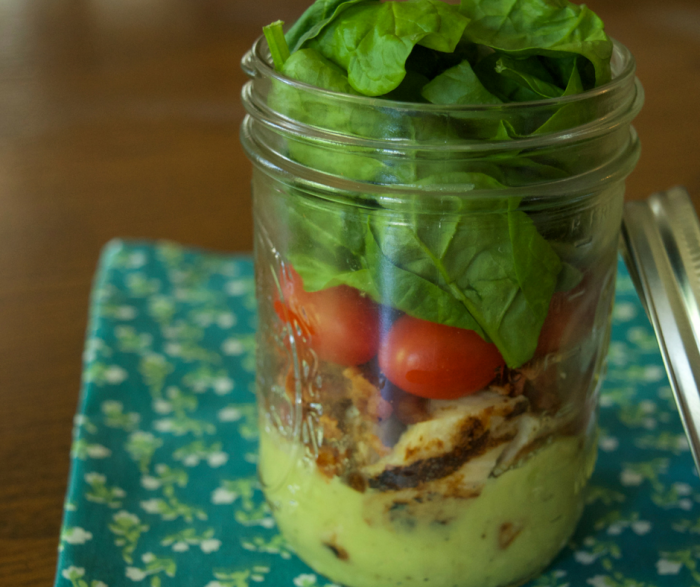 Make our Easy Avocado Sauce and Salad Dressing and build a delightful and healthy mason jar salad for only 2 Weight Watchers FreeStyle Smart Points!