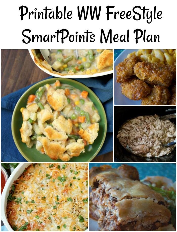 Snag your Printable Weight Watchers FreeStyle SmartPoints Meal Plan! This one week printable menu for those on the WW FreeStyle SmartPoints plan is a great way to stay on track easily!
