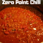 Zero Point Simple Chili Recipe simmering on a cook top waiting to be served for dinner.