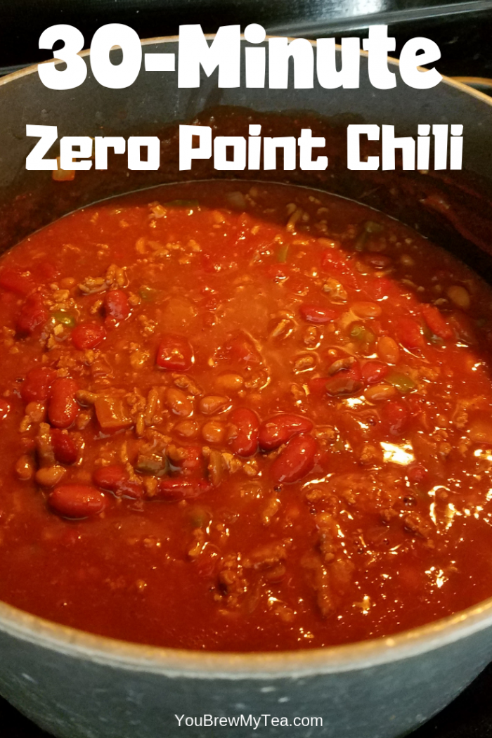 Zero Point Simple Chili Recipe simmering on a cook top waiting to be served for dinner.