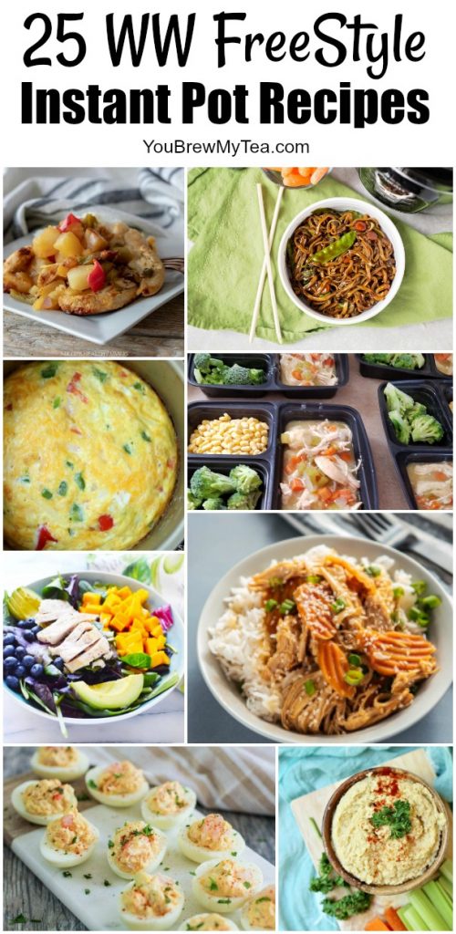 Photo collage of various recipes for Instant Pot and WW FreeStyle Plan