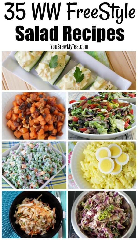 Picture collage of ww freestyle salad recipes