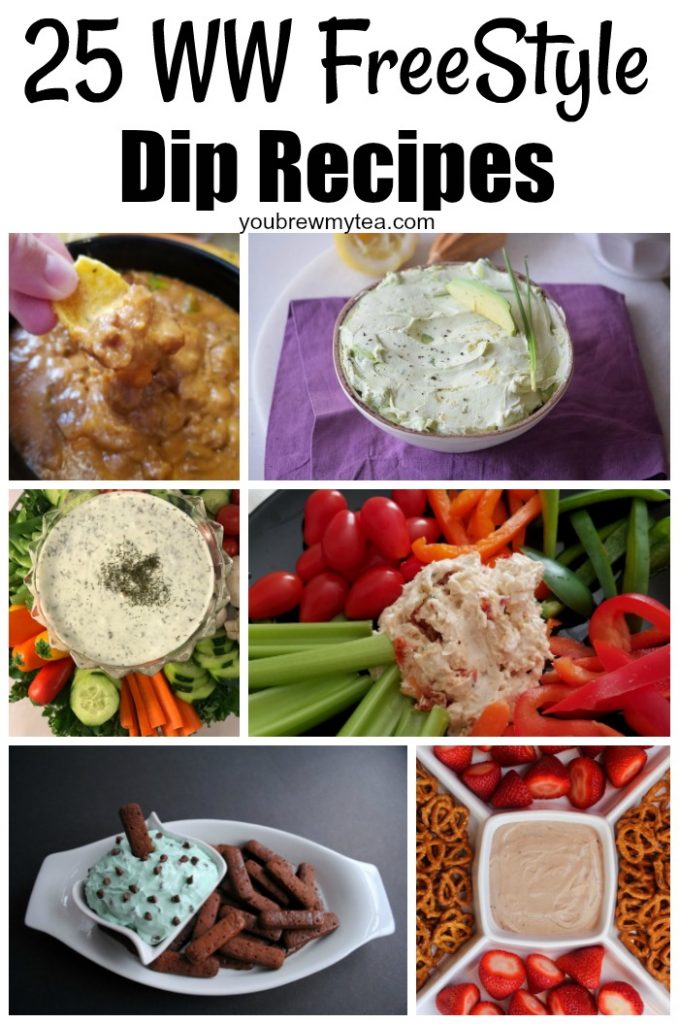 large photo collage of ww freestyle dip recipes
