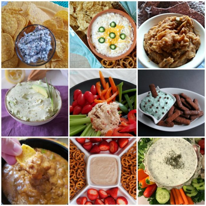 large photo collage of ww freestyle dip recipes