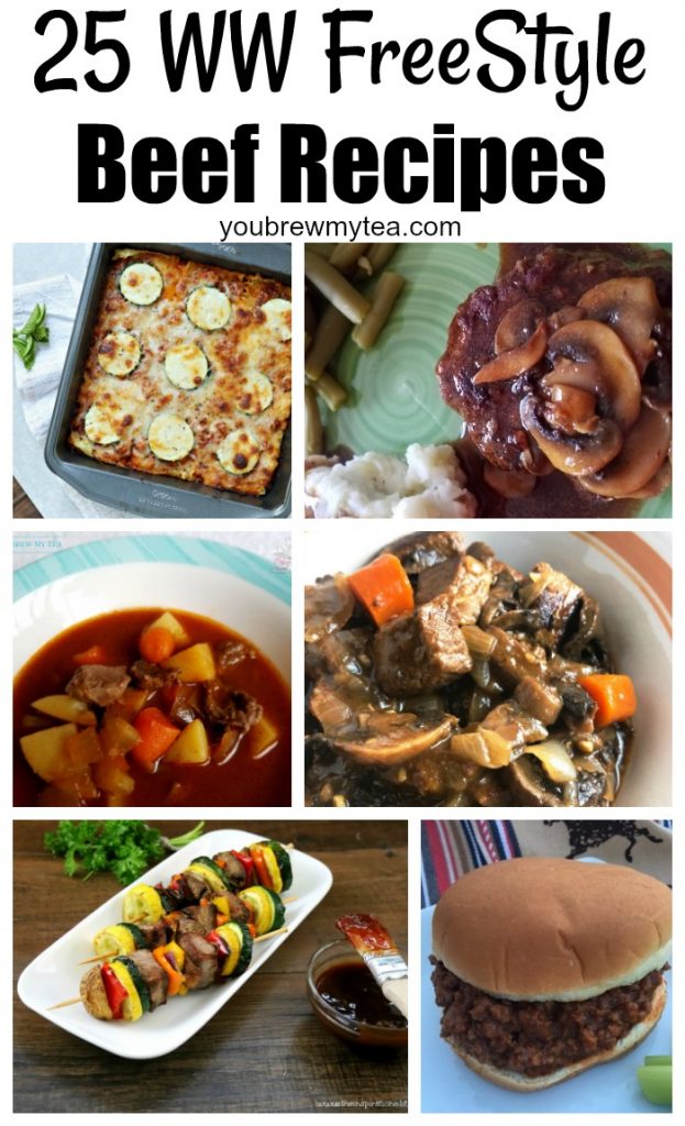 collage image of beef recipes for ww freestyle plan