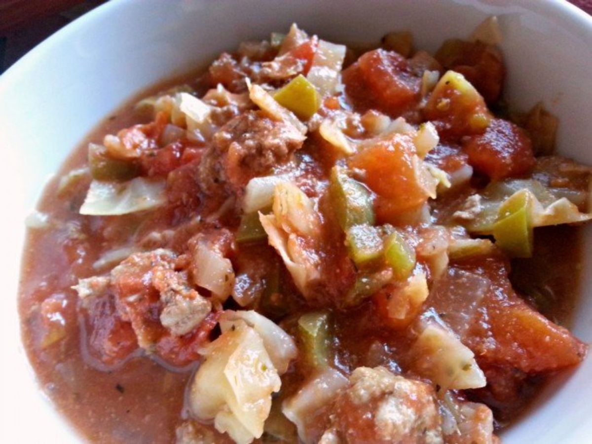 white bowl of cabbage soup