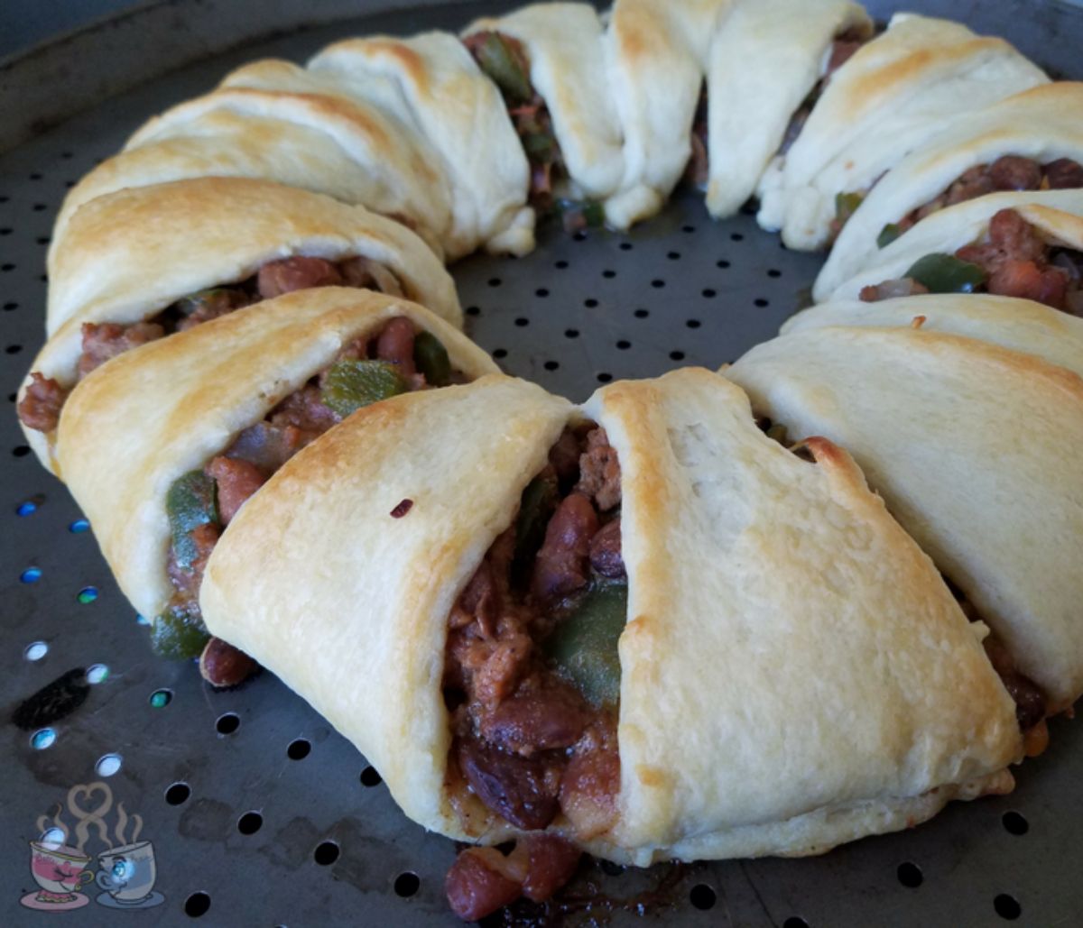 crescent roll ring on baking sheet