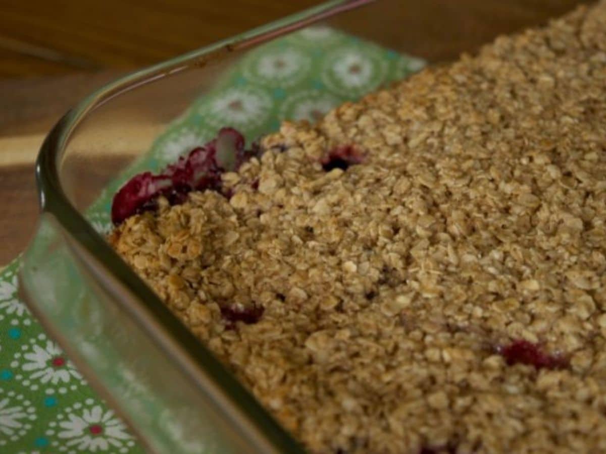 baked oatmeal on green napkin