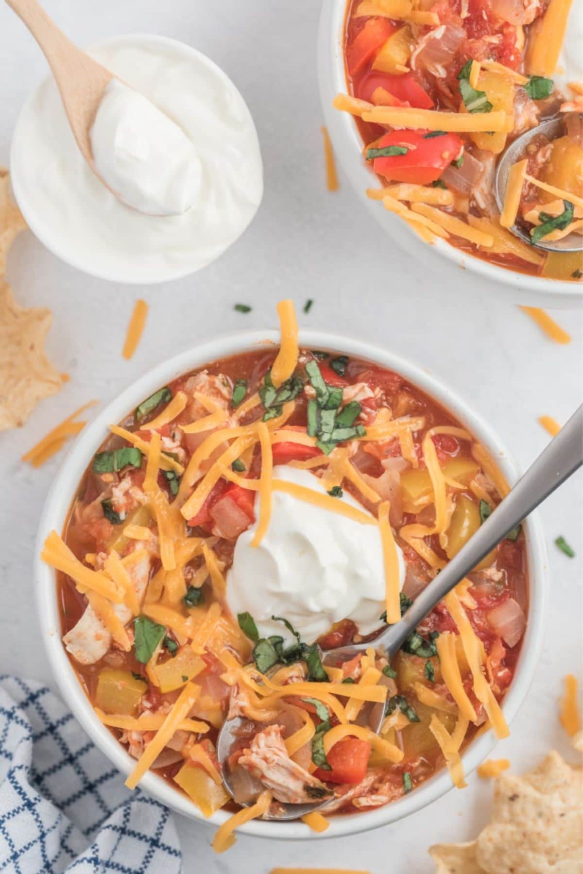 bowl of chili on white table