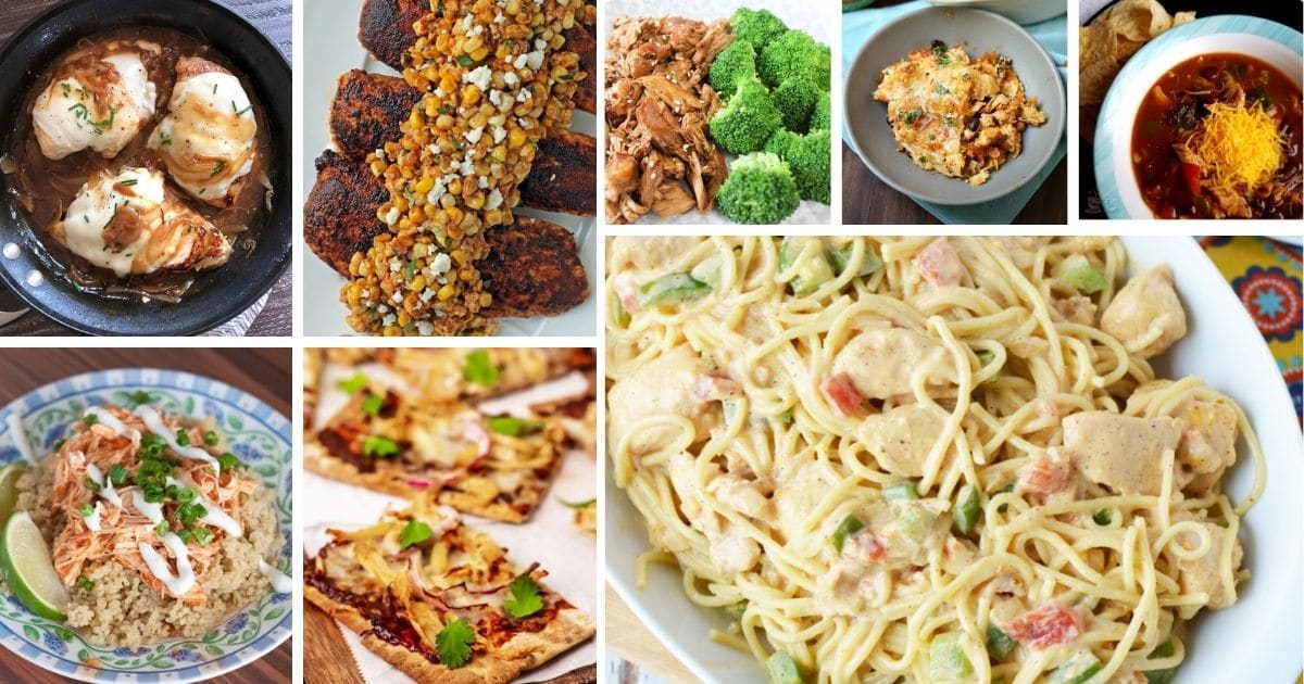 collage image of chicken recipes